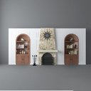مدل اتاق تلویزیون دکور زیر تلویزیون آباژور کتابخانه گلدان کاغذ دیواری سینمای خانگی مدرن کلاسیک شومینه