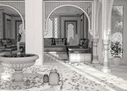 محیط صحنه آماده رندر داخلی معماری اسلامی شرقی اورینتال شبستان مسجد قاجاری