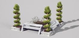 مدل باغ انگلیسی پارک لندسکیپ صندلی درخت دیوار فضای سبز آلاچیق مجسمه در فلزی پل روی رودخانه جنگل چشمه سنگریزه کنده درخت سنگ صخره شمشاد فواره